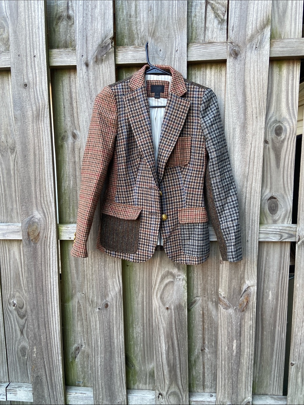J. Crew collection Patchwork Houndstooth Blazer - Brown & Gray size 0